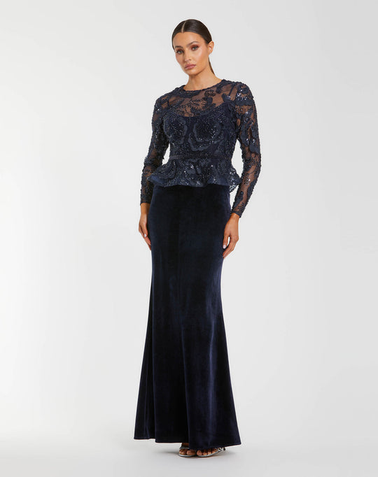 Mac Duggal 69017 - Embellished Long Sleeve Evening Dress