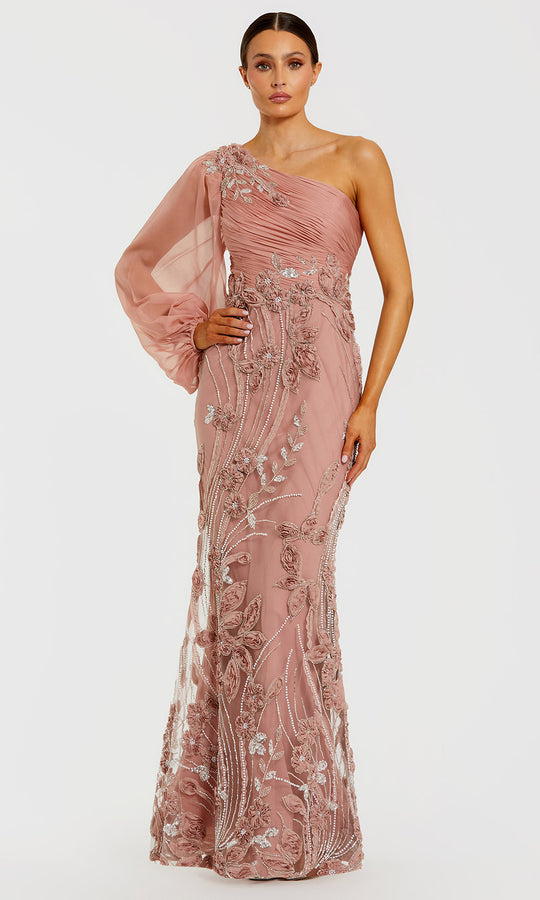 Mac Duggal 69019 - Single Bishop Sleeve Floral Evening Gown