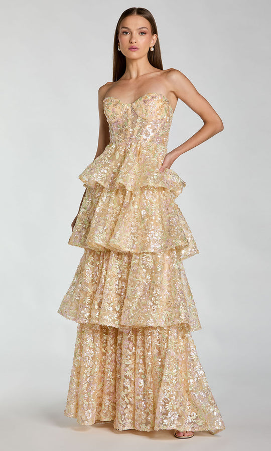 Mac Duggal 69044 - Tiered Strapless Embroidered Gown