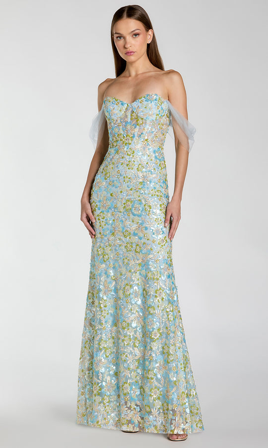 Mac Duggal 69045 - Embroidered Draped Off Shoulder Gown