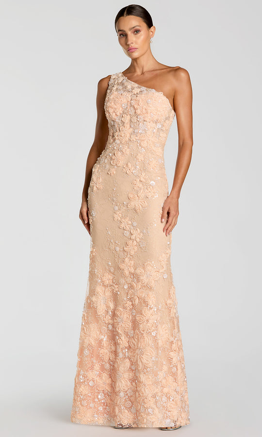 Mac Duggal 69052 - Floral Embellished Asymmetrical Long Gown