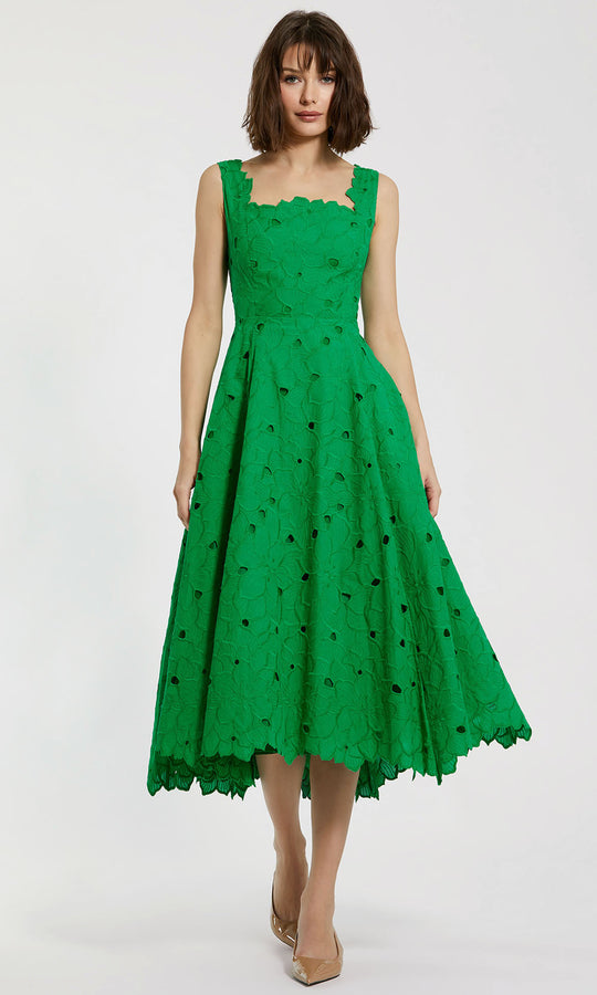 Mac Duggal 69096 - Embroidered Floral Eyelet Tea-Length Dress