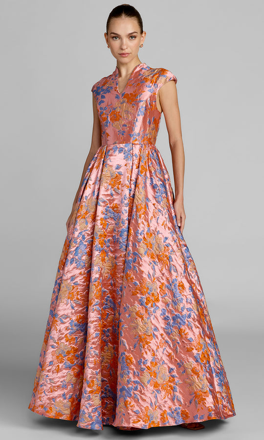 Mac Duggal 69171 - Floral Textured V-Neckline Prom Gown