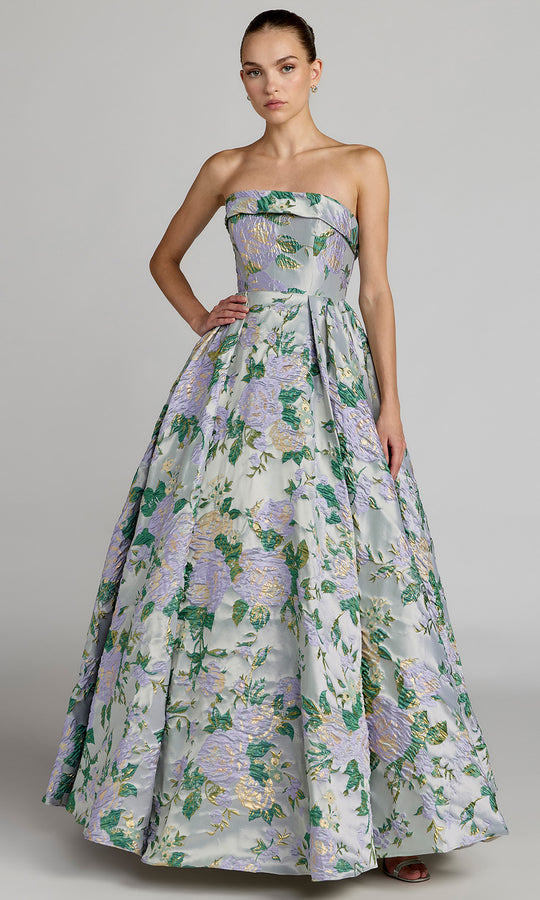 Mac Duggal 69172 - Floral Pattern Strapless Evening Ballgown