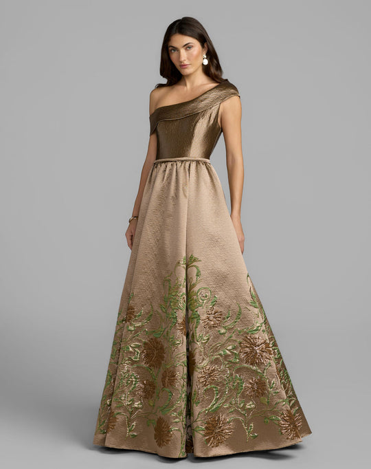 Mac Duggal 69237 - Asymmetric Brocade Evening Dress