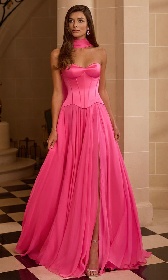 Sherri Hill 58195 - Sweetheart Corset Chiffon Gown with Scarf Detail
