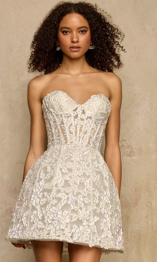 Sherri Hill 58206 - Sweetheart Lace Structured A-Line Dress In White