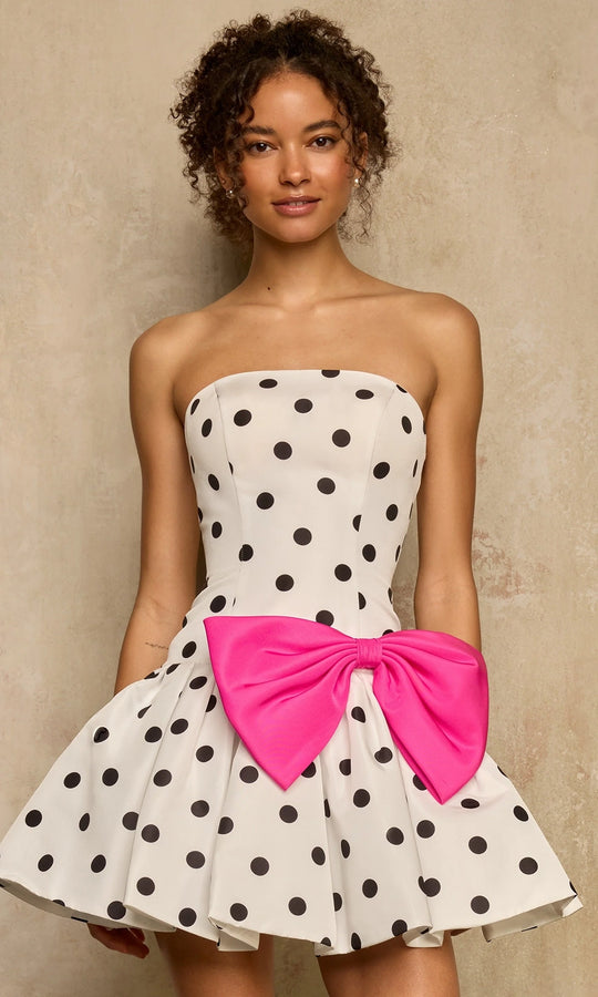 Sherri Hill 57989 - Polka Dot A-Line Cocktail Dress with Bow