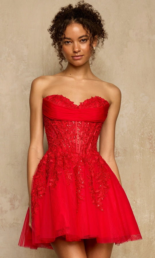 Sherri Hill 58116 - Leaf Applique A-Line Mini Dress