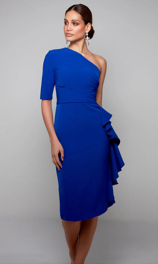 Alyce Paris 70006 - One Shoulder Ruffle Knee-Length Dress