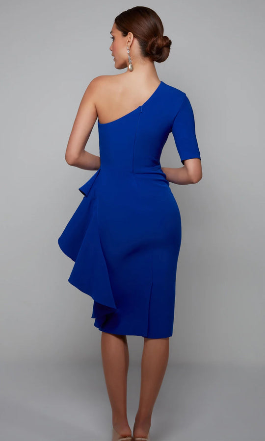Alyce Paris 70006 - One Shoulder Ruffle Knee-Length Dress