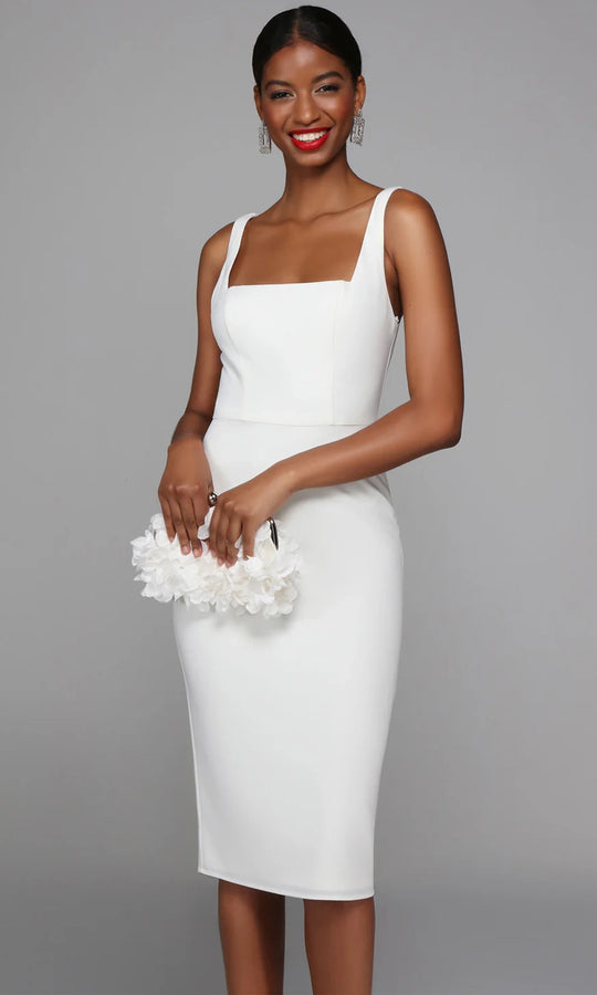 Alyce Paris 70010 - Square Neck Fitted Sheath Dress