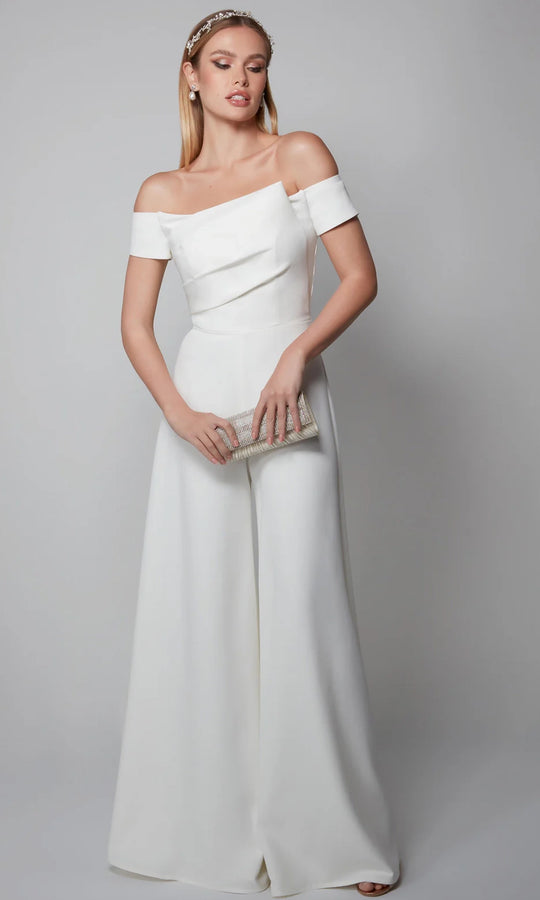 Alyce Paris 70014 - Pleated Off Shoulder Bridal Jumpsuit