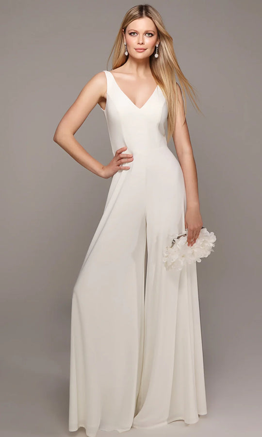 Alyce Paris 70021 - Sleeveless V-Neck Wide-Leg Jumpsuit