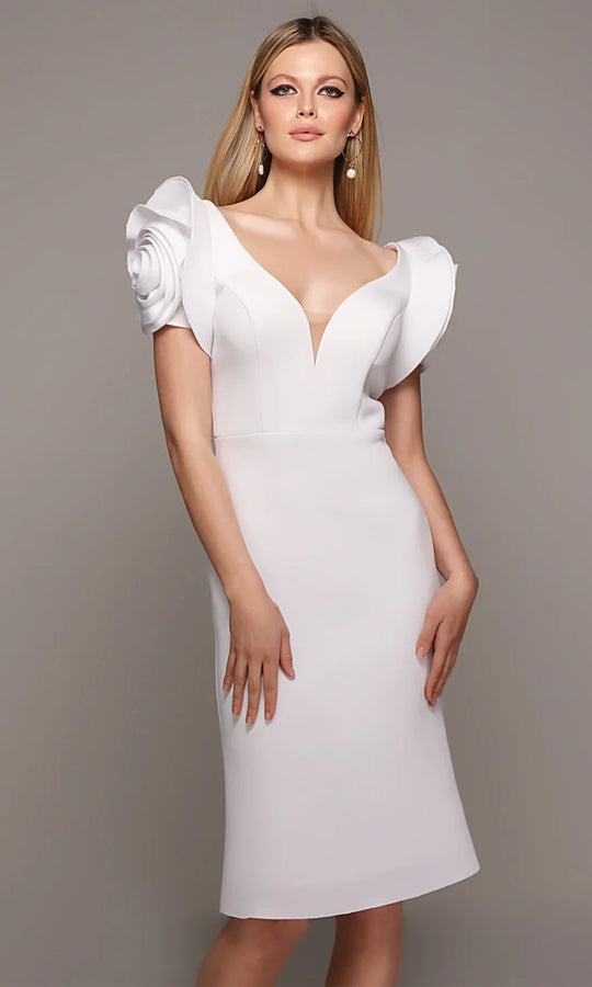 Alyce Paris 70024 - Floral Sleeve Sculpted Sheath Dress