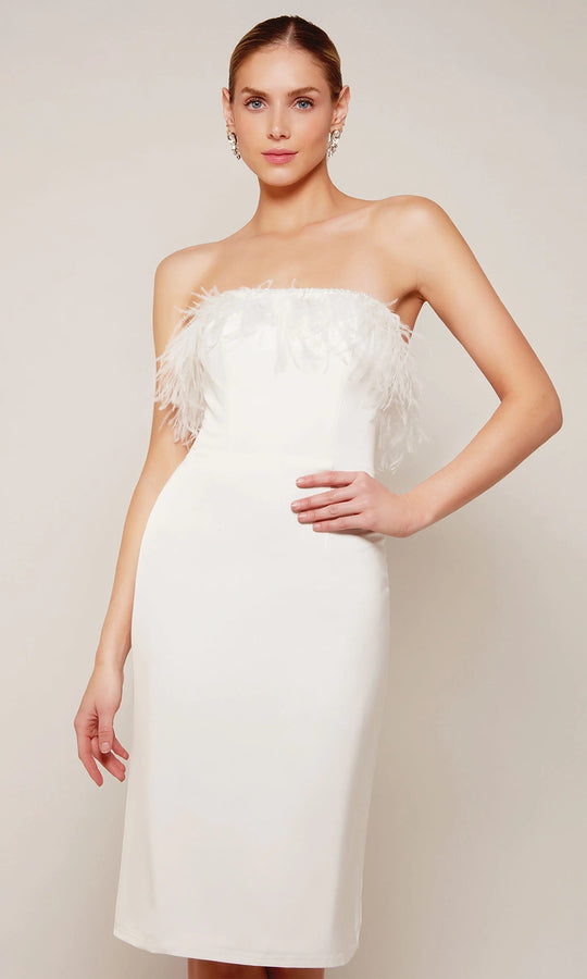 Alyce Paris 70028 - Feather Trim Strapless Cocktail Dress