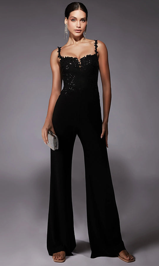 Alyce Paris 70073 - Embroidered Bodice Sweetheart Jumpsuit