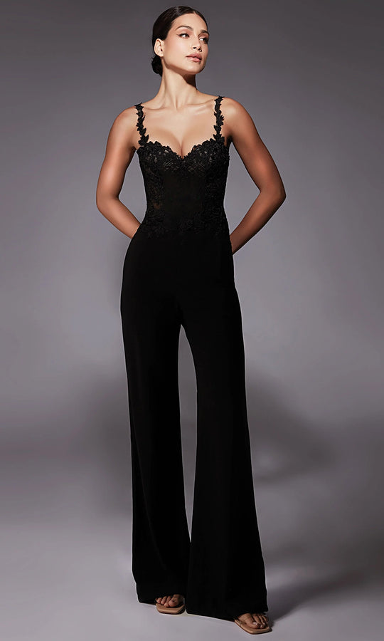 Alyce Paris 70074 - Illusion Lace Bodice Sleeveless Jumpsuit