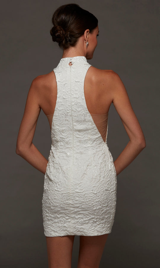 Alyce Paris 70094 - High Halter Jacquard Bodycon Short Dress