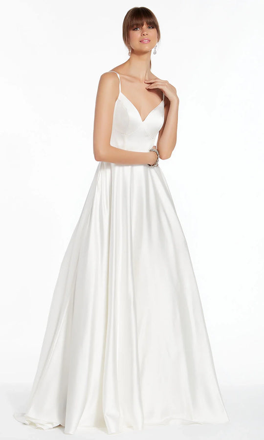 Alyce Paris 7009 - V-Neck A-Line Bridal Dress with Train