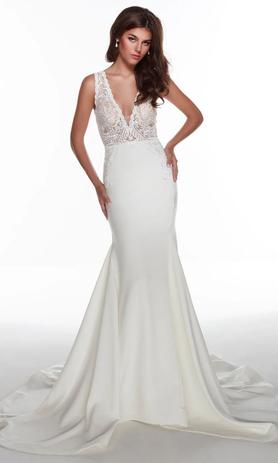 Alyce Paris 7016 - Illusion Lace Bodice Plunging V-Neck Gown