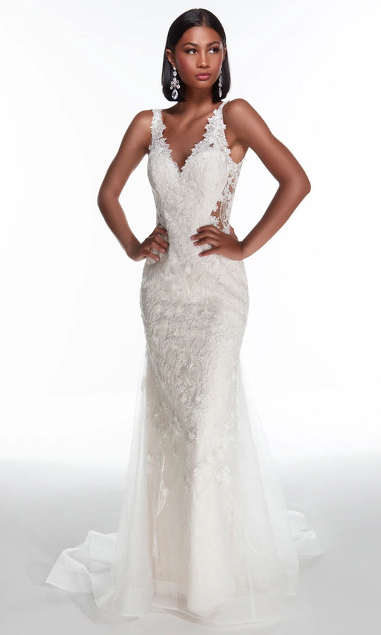 Alyce Paris 7017 - Illusion Lace Trumpet Bridal Gown