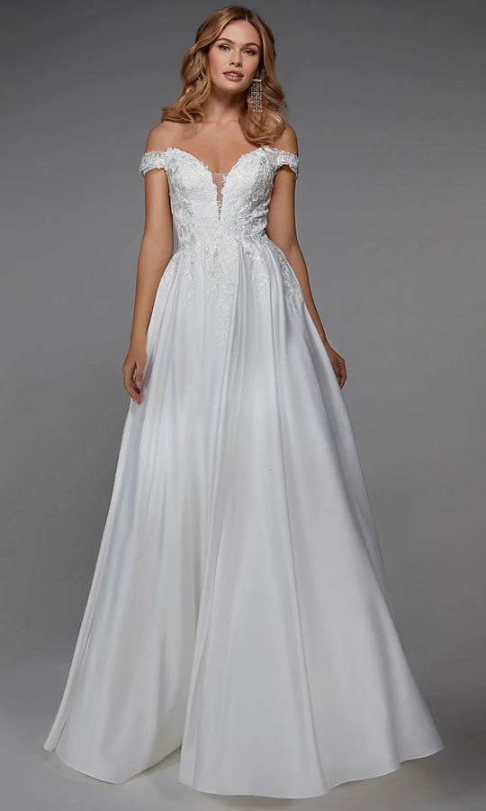 Alyce Paris 7034 - Plunging Off Shoulder A-Line Gown