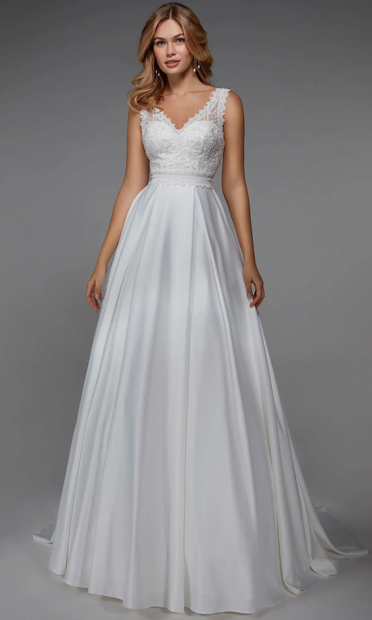 Alyce Paris 7035 - Scoop Back Lace Bodice A-Line Gown