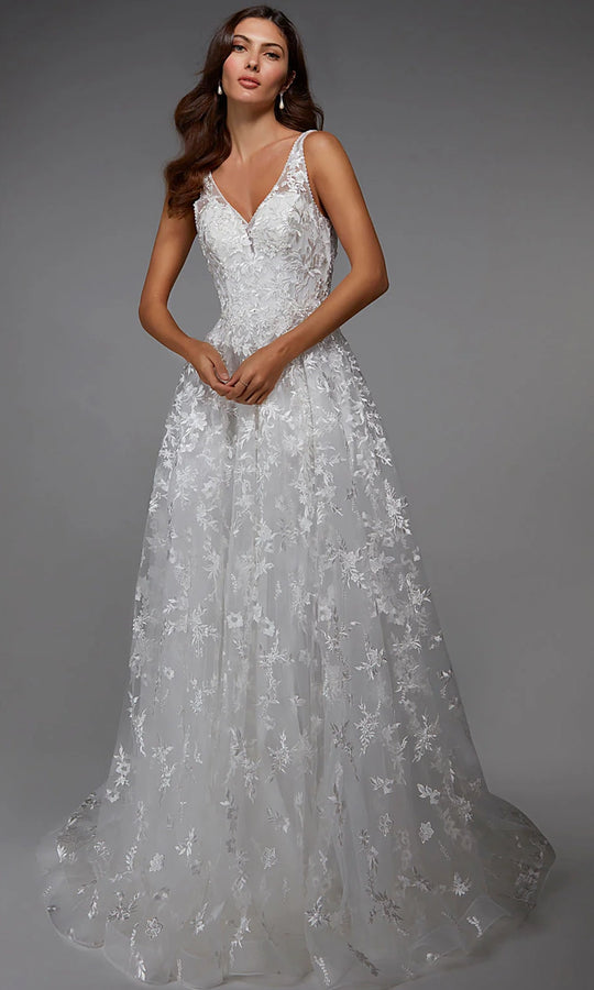Alyce Paris 7037 - Floral Lace Low V-Back Gown