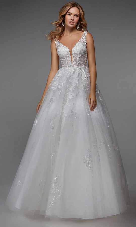 Alyce Paris 7039 - Lace Corset Bodice Plunging Ballgown