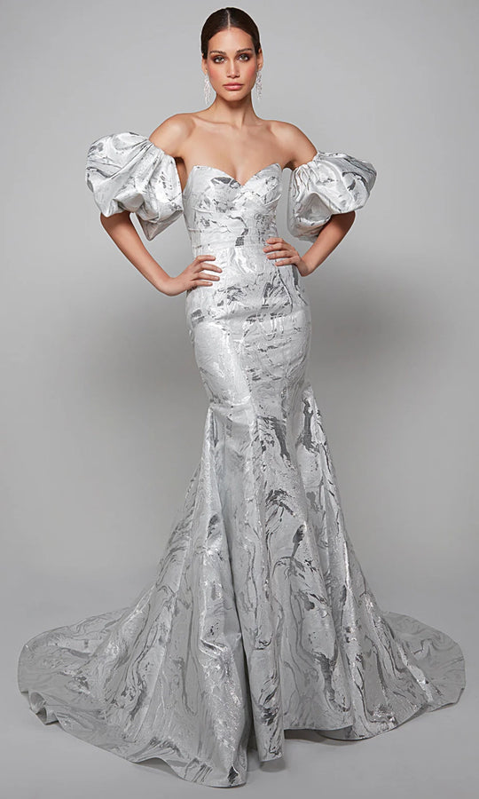 Alyce Paris 7055 - Jacquard Strapless Trumpet Gown