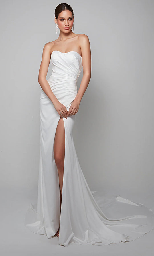 Alyce Paris 7057 - Strapless Ruched Sheath Bridal Gown