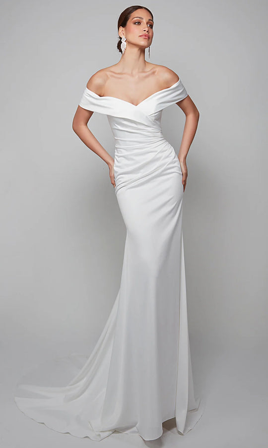 Alyce Paris 7059 - Wrapped Off Shoulder Sheath Gown