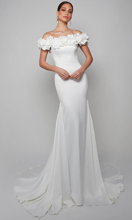 Alyce Paris 7061 - Floral Off Shoulder Trumpet Dress