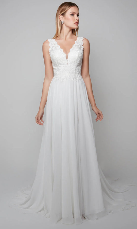 Alyce Paris 7071 - Scalloped Lace V-Neck Wedding Gown