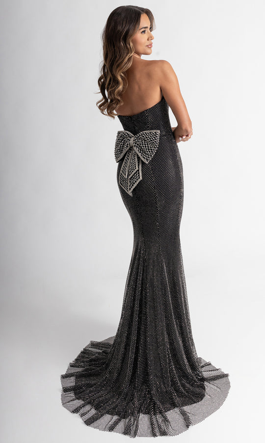 Rachel Allan 70936 - Crystal Mesh Strapless Gown with Beaded Bow