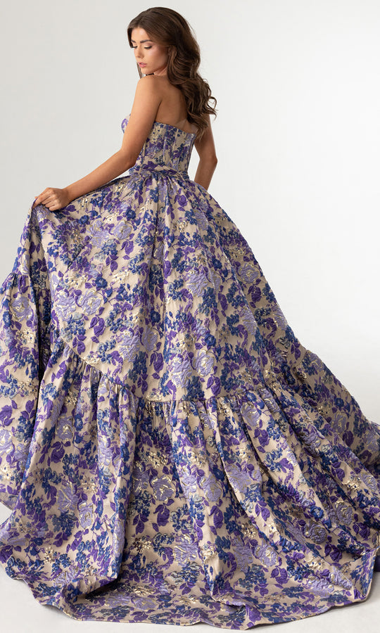 Rachel Allan 70939 - Floral Texture Tiered A-Line Prom Gown