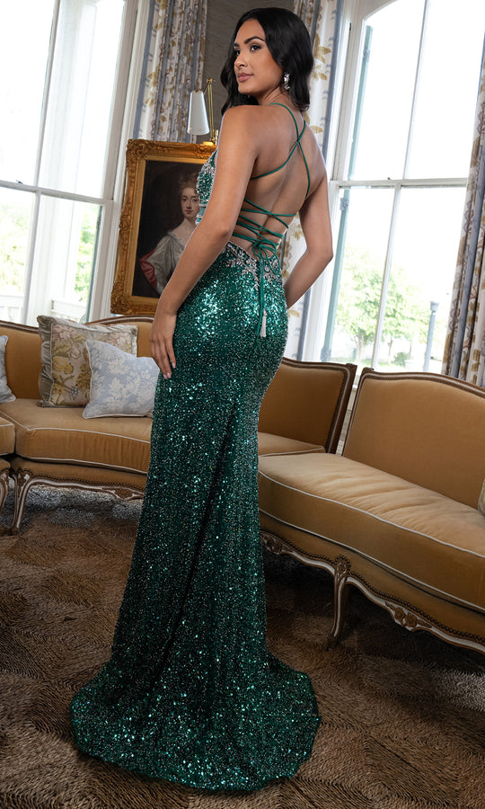 Rachel Allan 70941 - Sequin Embellished Lace-Up Evening Gown