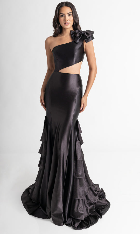 Rachel Allan 70976 - One Shoulder Cutout Ruffle Evening Gown