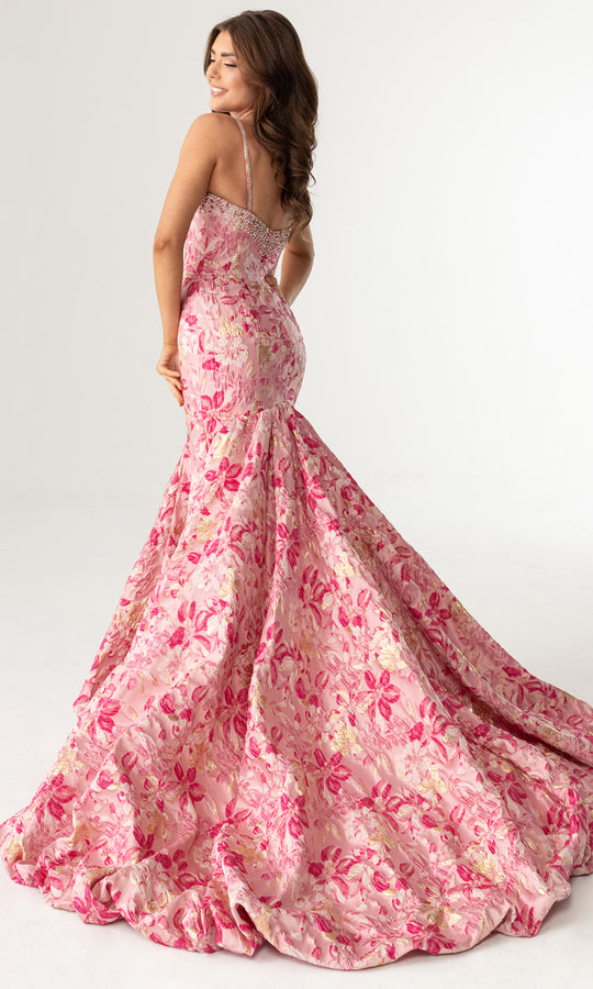 Rachel Allan 70988 - Embellished Floral Mermaid Evening Gown