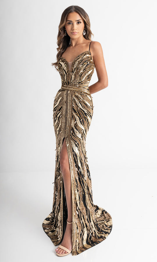 Rachel Allan 70990 - Beaded Ornate Fitted Lace-Up Back Gown