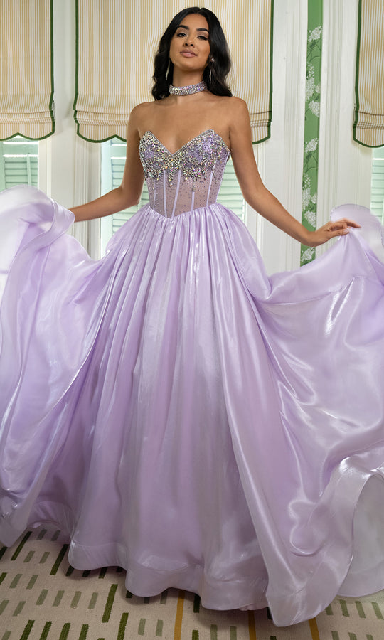 Rachel Allan 70998 - Strapless Jeweled Illusion Corset Ballgown