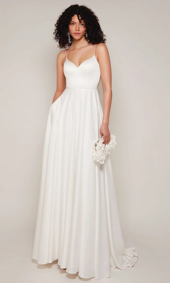 Alyce Paris 7099 - Deep V-Neckline Beaded Trim Dress