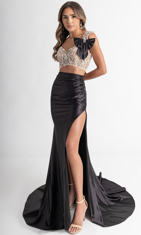 Rachel Allan 71000 - Beaded One Shoulder Two-Piece Gown