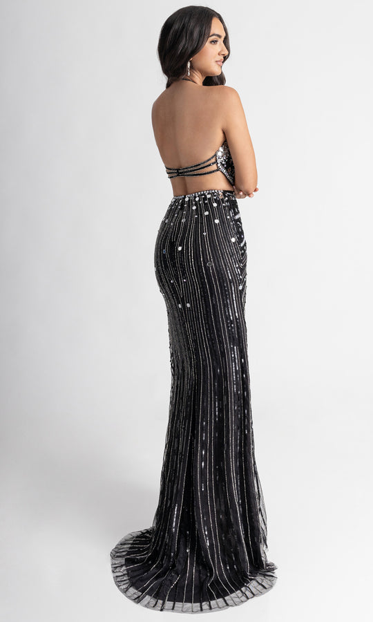 Rachel Allan 71011 - Mirror Embellished Plunging V-Neck Prom Gown