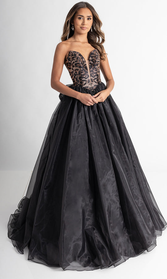 Rachel Allan 71026 - Beaded Animal Print Strapless Ballgown