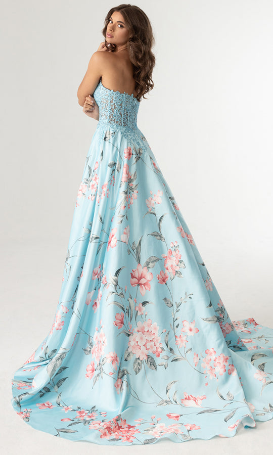 Rachel Allan 71031 - Strapless Lace Floral A-Line Gown