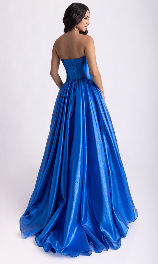 Rachel Allan 71060 - Bow Detail Straight Across Shimmer Organza Gown