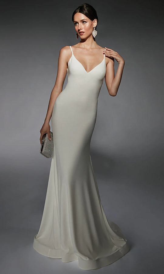 Alyce Paris 7108 - Spaghetti Strap A-line Minimalist Gown