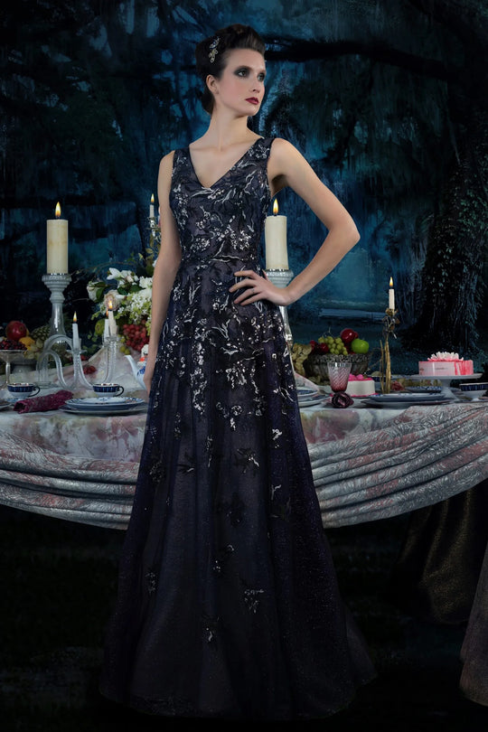 Janique 71222 - Long Sleeve Off-shoulder Evening Dress